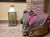 Ekstra stort ullpledd fra Marokko i grått og rosa med dusker