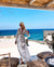 Hvit kimono med blonder - Saint-Tropez